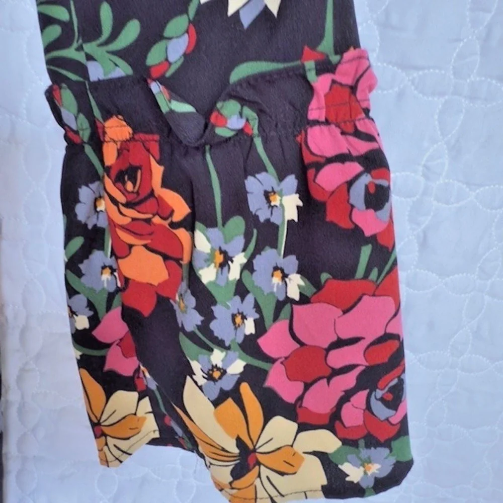 Fleur Bleue French Boutique Floral Dress‎ Women's Sz 2 Bell Sleeves Boho Luxe